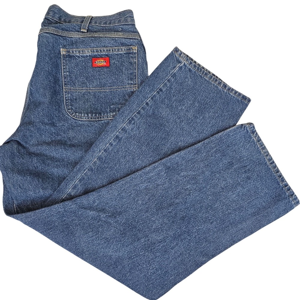 Dickes Mens 38x32 Medium Washed‎ Straight Denim Jeans Workwear Outdoor Rough